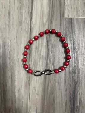 Red Beaded Infinity Bracelet - Women Jewelry